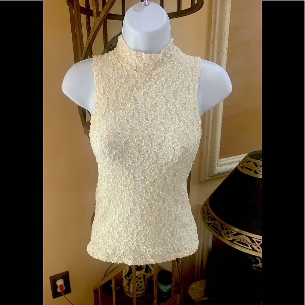 VINTAGE NOVEL-TEE Lace Halter top Cami Tank Top - Small